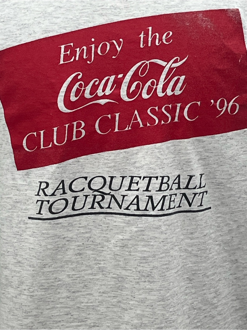 Vintage Mens Gray 1996 Coca Cola Racquetball Tournament Sleeveless T-Shirt Large